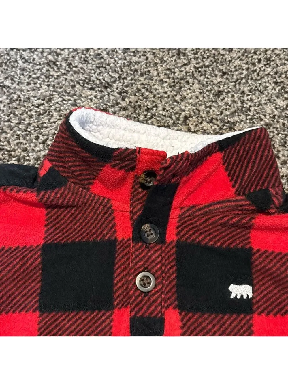 Carter's Red and Black Checkered Baby Sweatshirt Pullover Quarter Snap 24mo